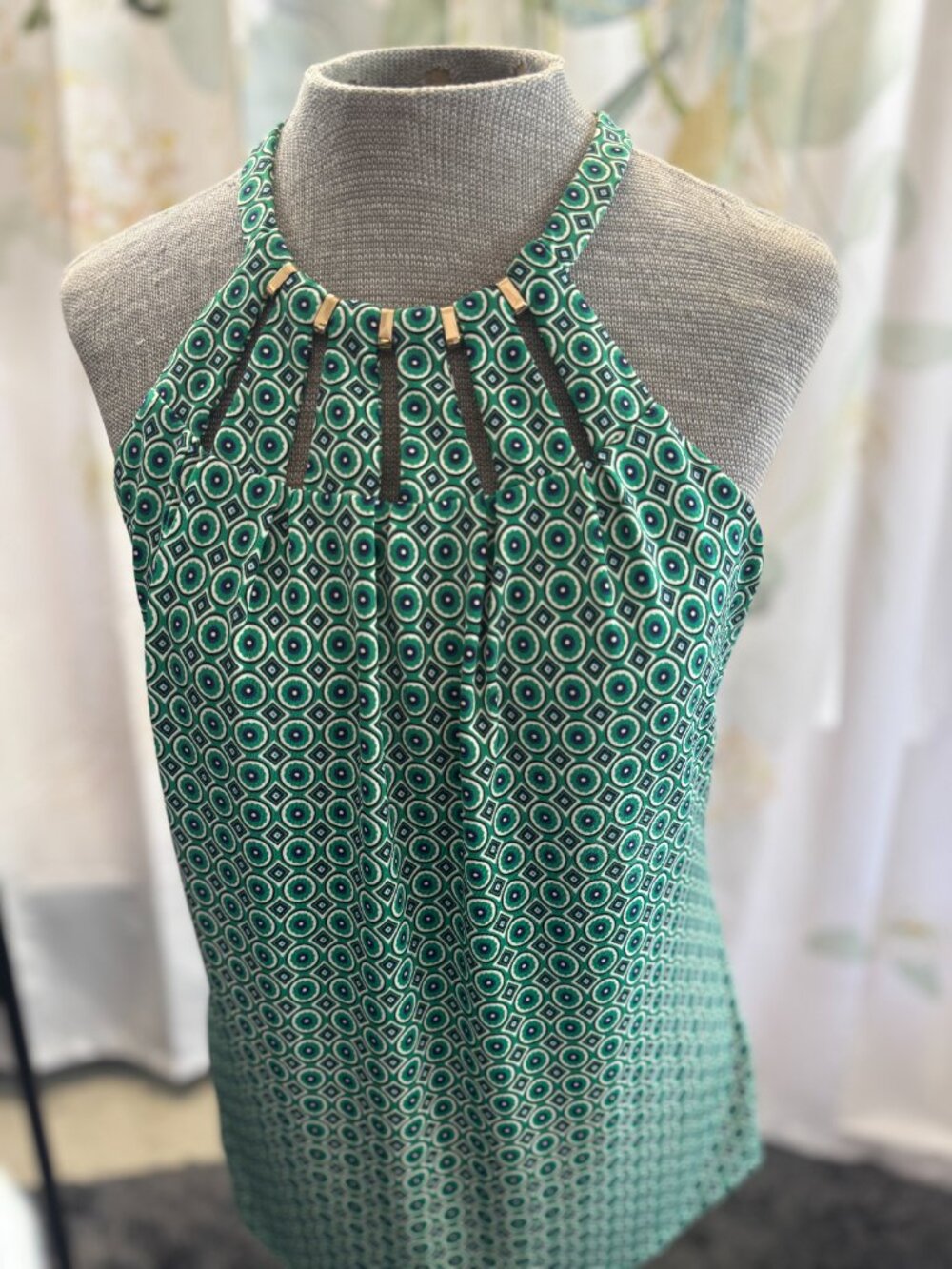 White House Black Market Green Halter tunic